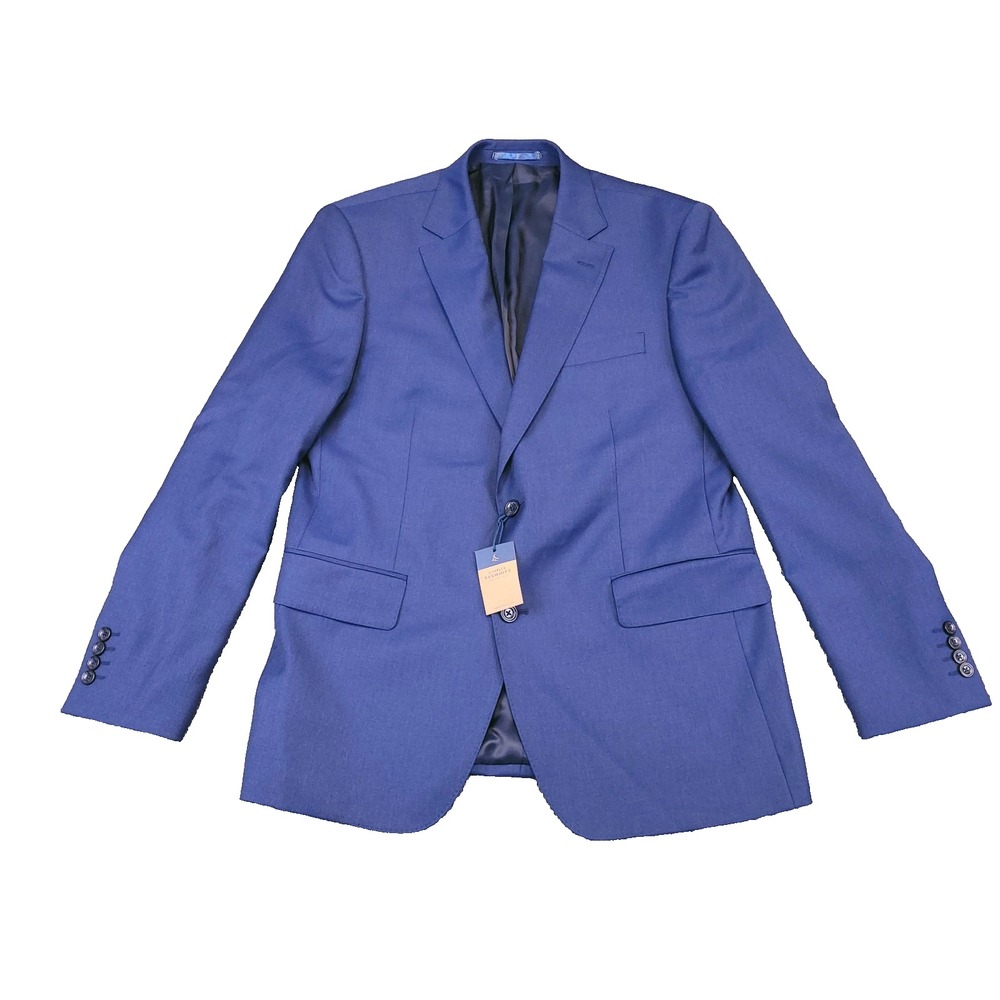 NWT‎ Charles Tyrwhitt Super 100s Wool Blazer 42R Indigo Slim Fit Stretch Twill